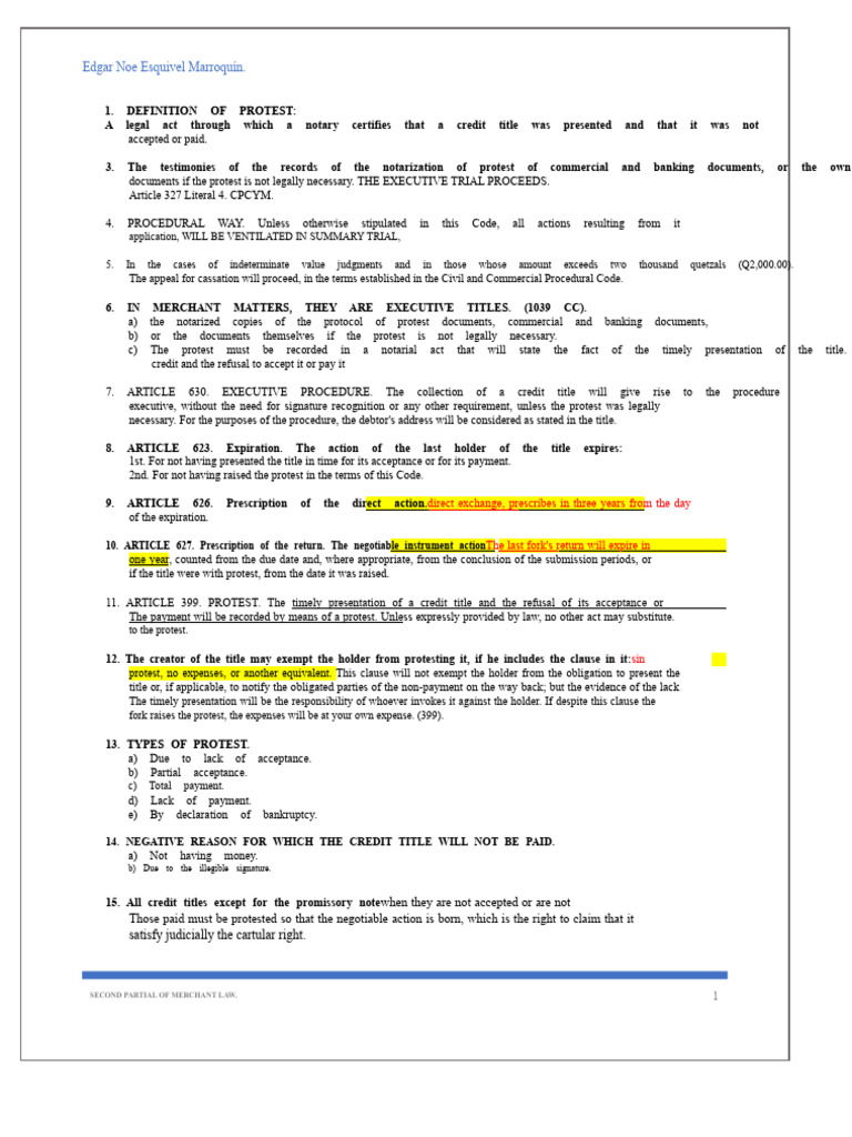 Understanding Credit Title Protests | PDF | Guarantee | Negotiable ...