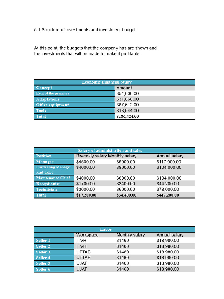 5.1 Structure of Investments and Budget (Annex) | PDF | Cost | Business