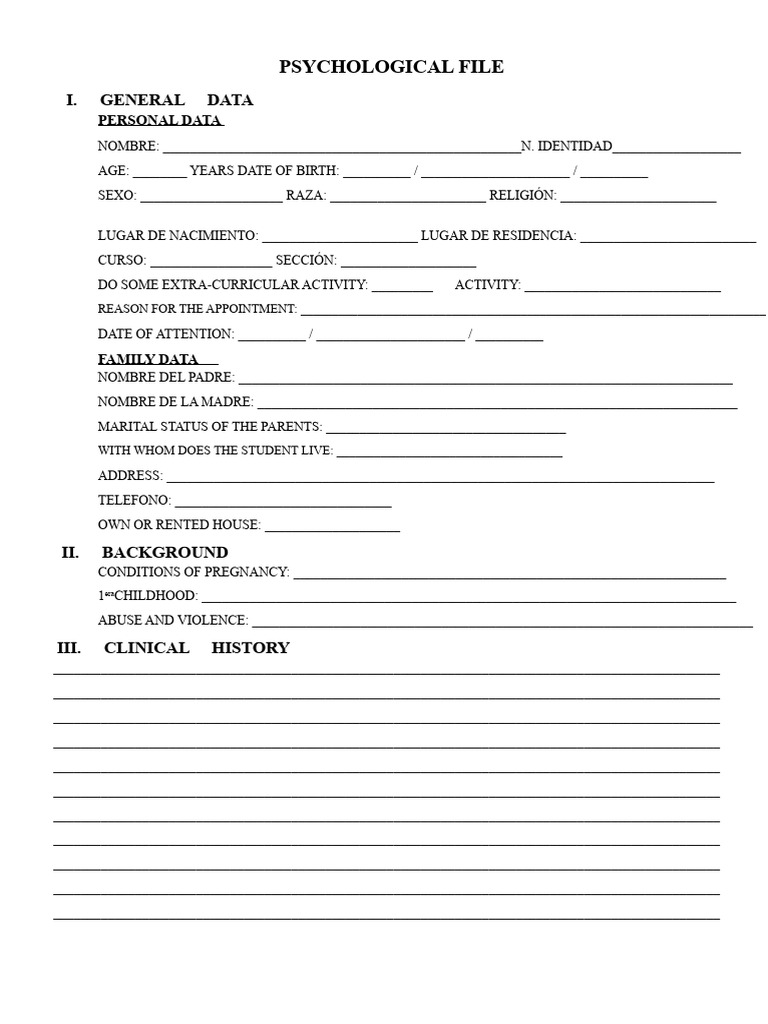 Psychological File | PDF | Health Sciences | Diseases And Disorders