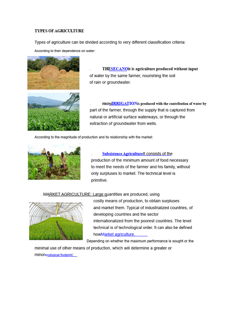 Types of Agriculture Explained | PDF | Agriculture | Ecology