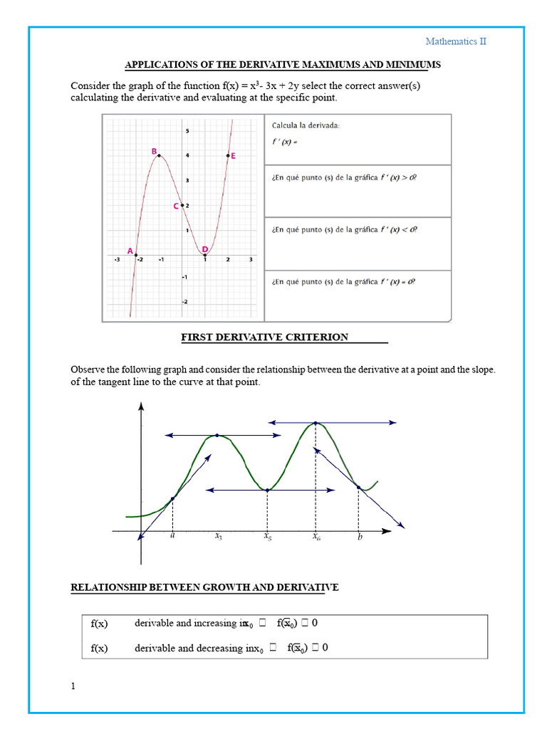 Derivatives: Maxima, Minima, and Concavity | PDF | Derivative ...