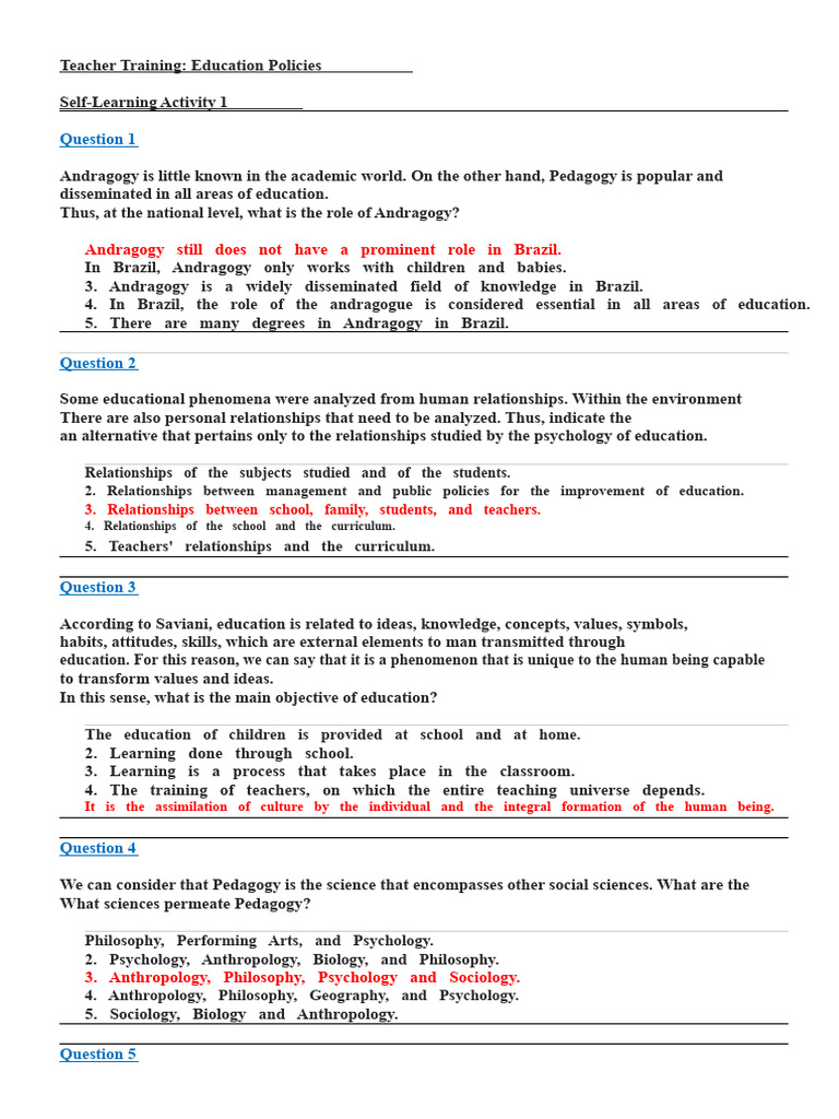 Teacher Training - Education Policies 1 | PDF | Pedagogy | Knowledge