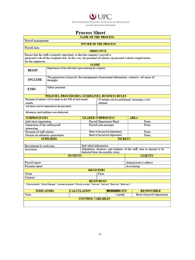 Process Sheet | PDF | Payroll | Salary