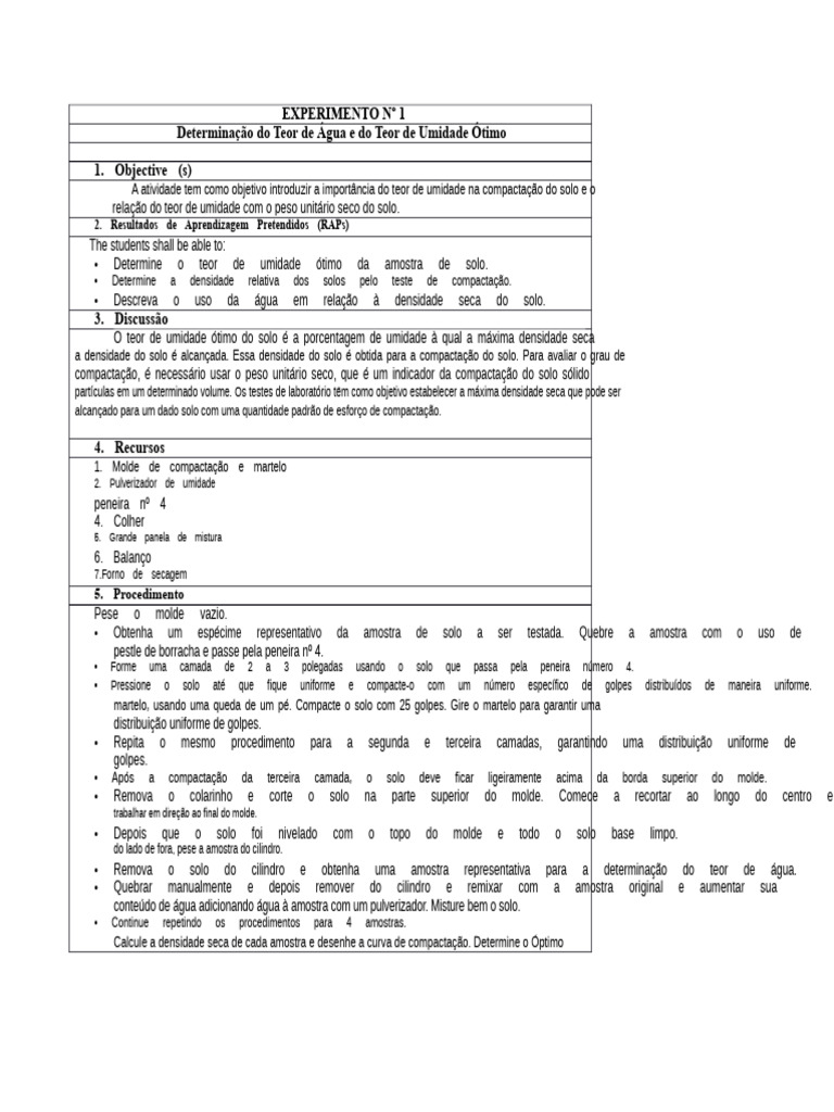 Teor de Umidade e Compactação do Solo | PDF | Umidade | Solo