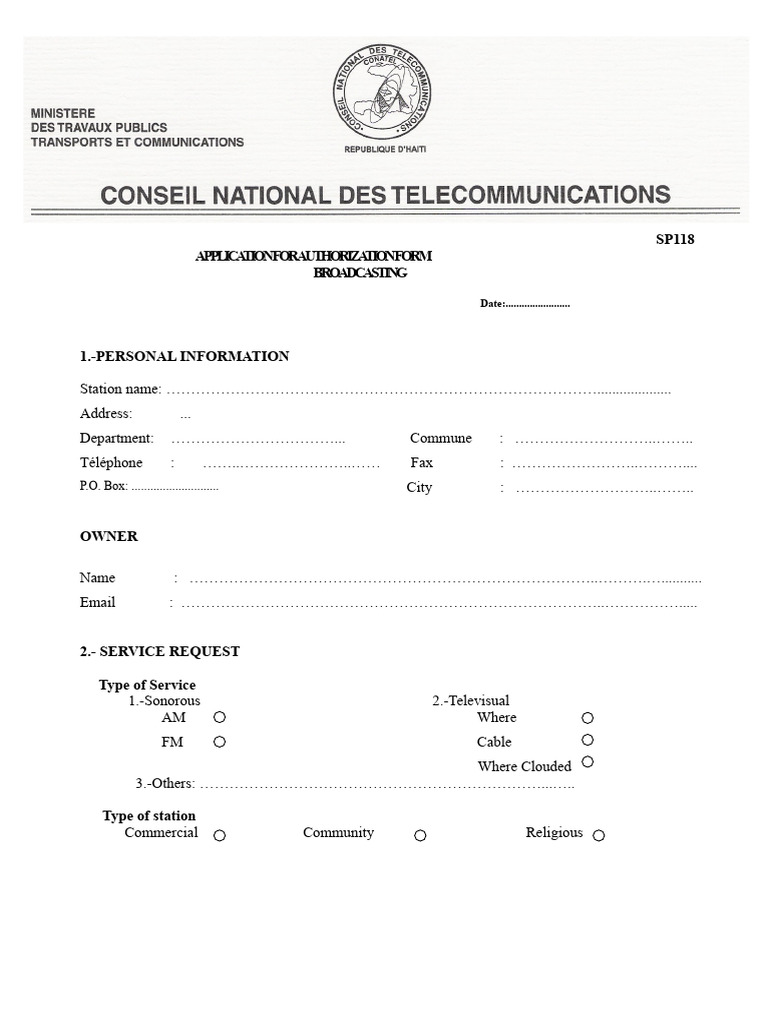 Broadcast Authorization Request Form | PDF | Broadcasting | Electronics