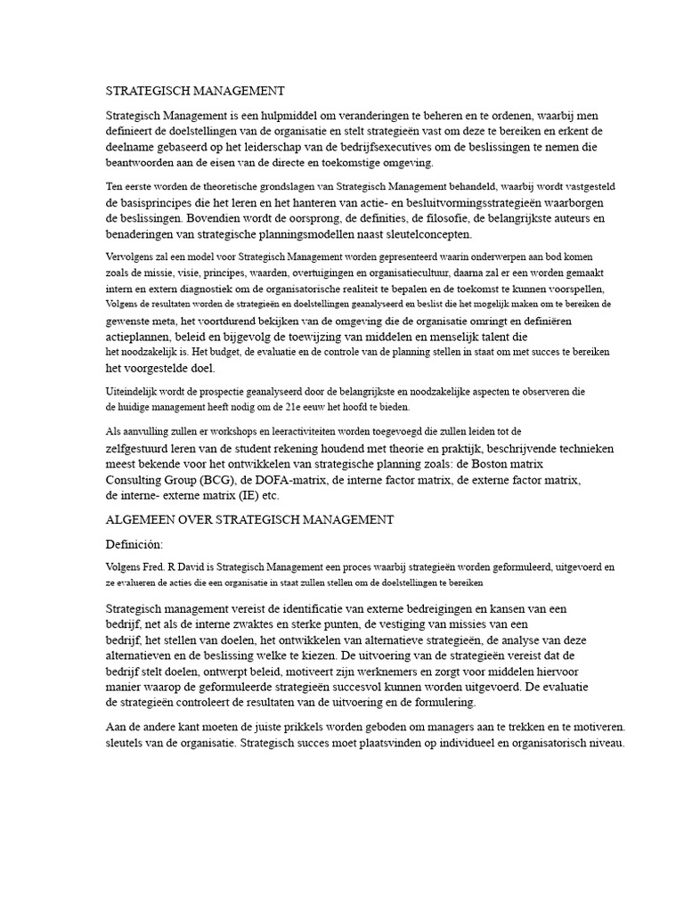 Strategisch Beheer | PDF