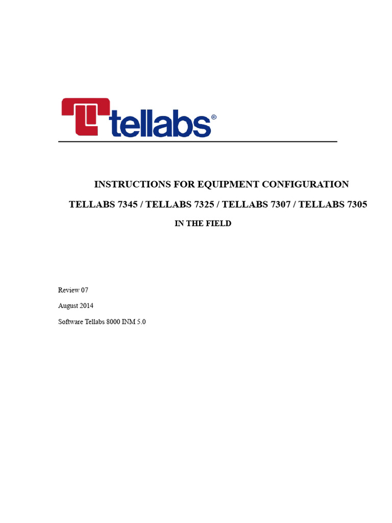 Instruction Manual For Configuring Tellabs 7300 Equipment in The Field ...