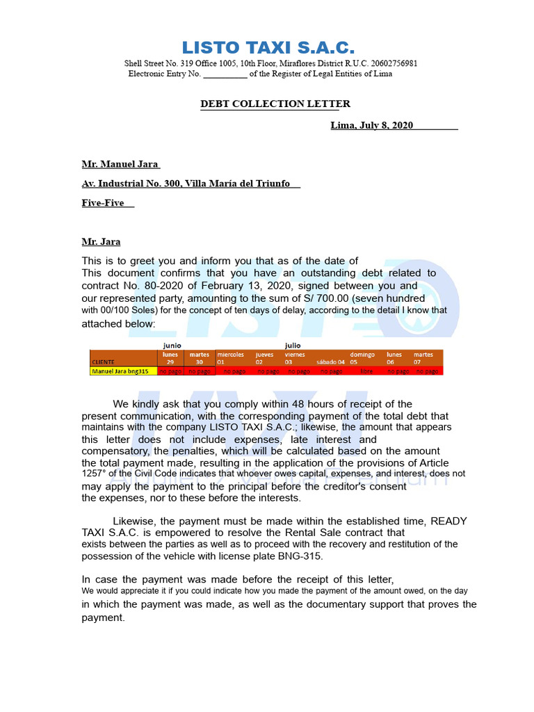 Collection Letter | PDF
