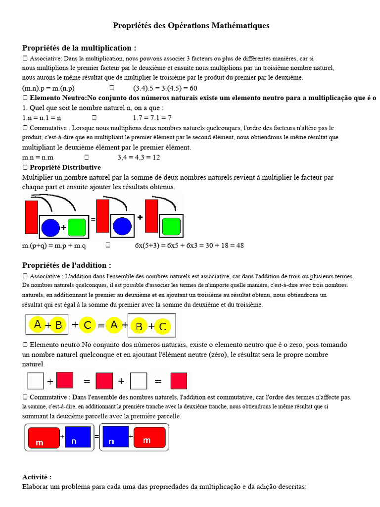 Propriétés des Opérations Mathématiques | PDF