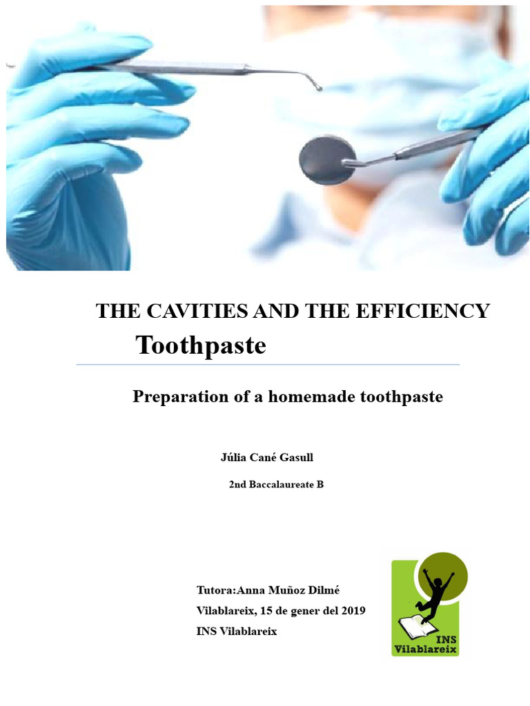 Homemade Toothpaste for Cavity Prevention | PDF | Human Tooth | Oral ...
