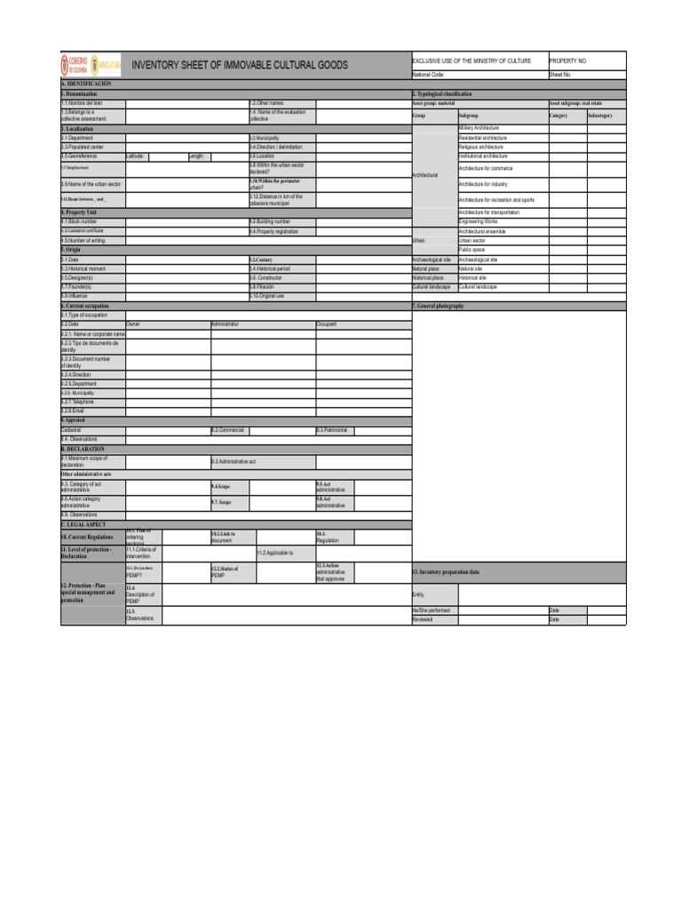04 Inventory Sheet of Cultural Heritage Real Estate 2018 - 4 | PDF ...