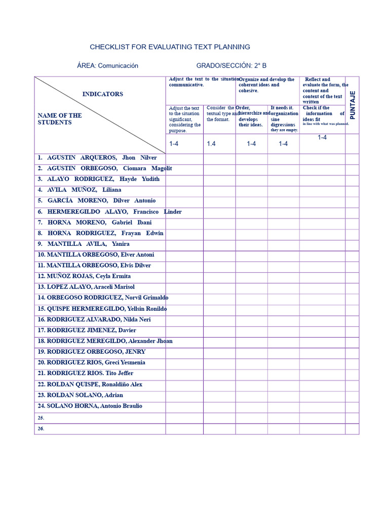 Checklist For Evaluating Text Planning | PDF | Linguistics