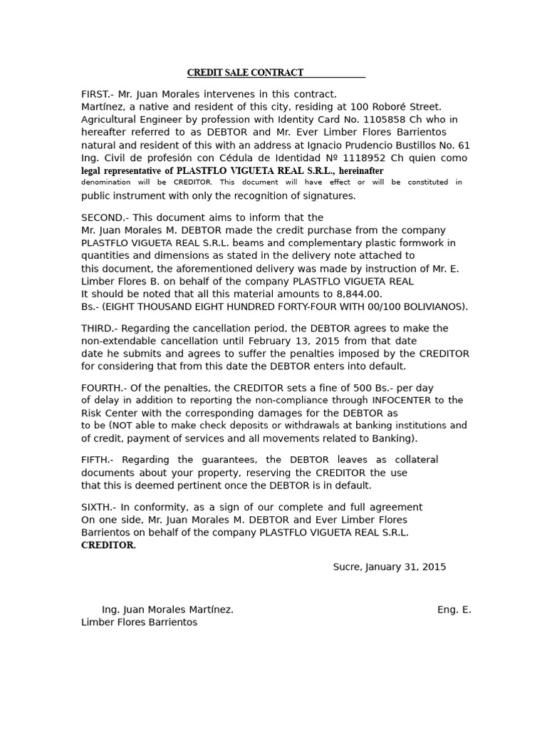 Credit Sale Contract | PDF | Credit | Finance & Money Management
