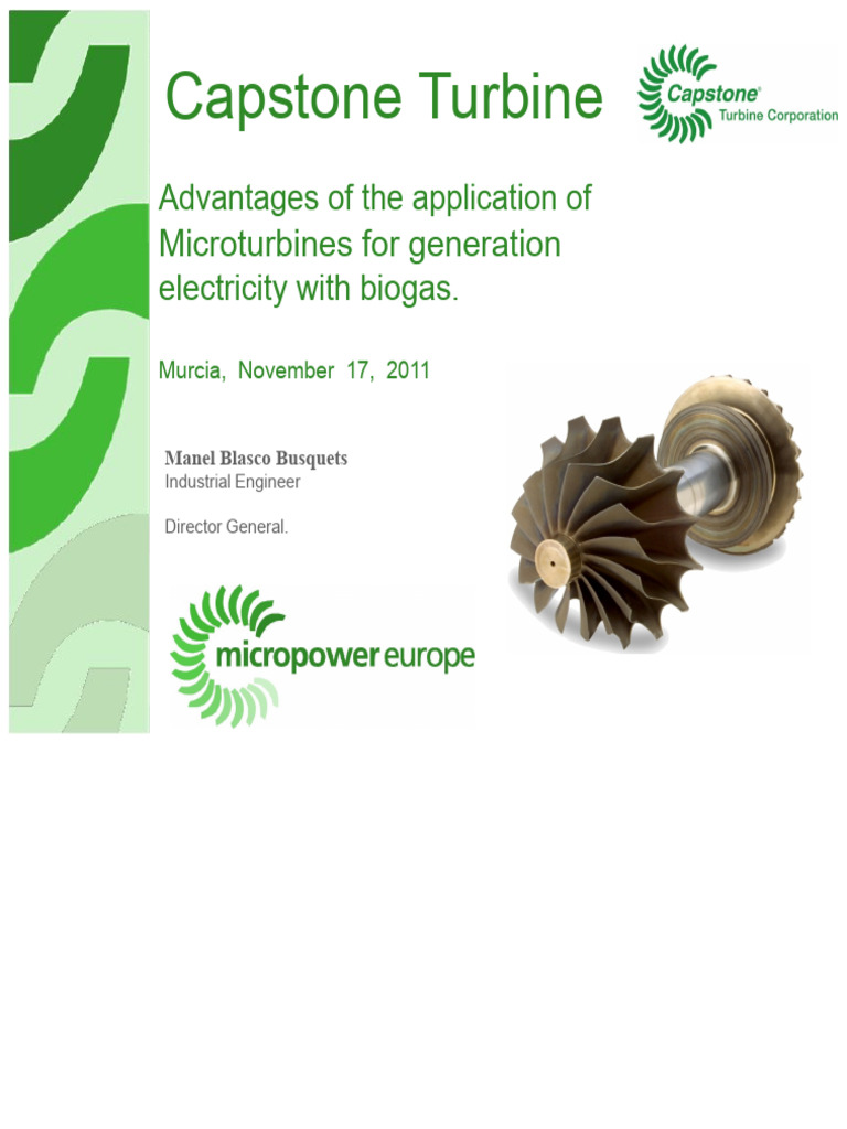 Capstone Microturbines for Biogas Energy | PDF | Cogeneration | Gas Turbine