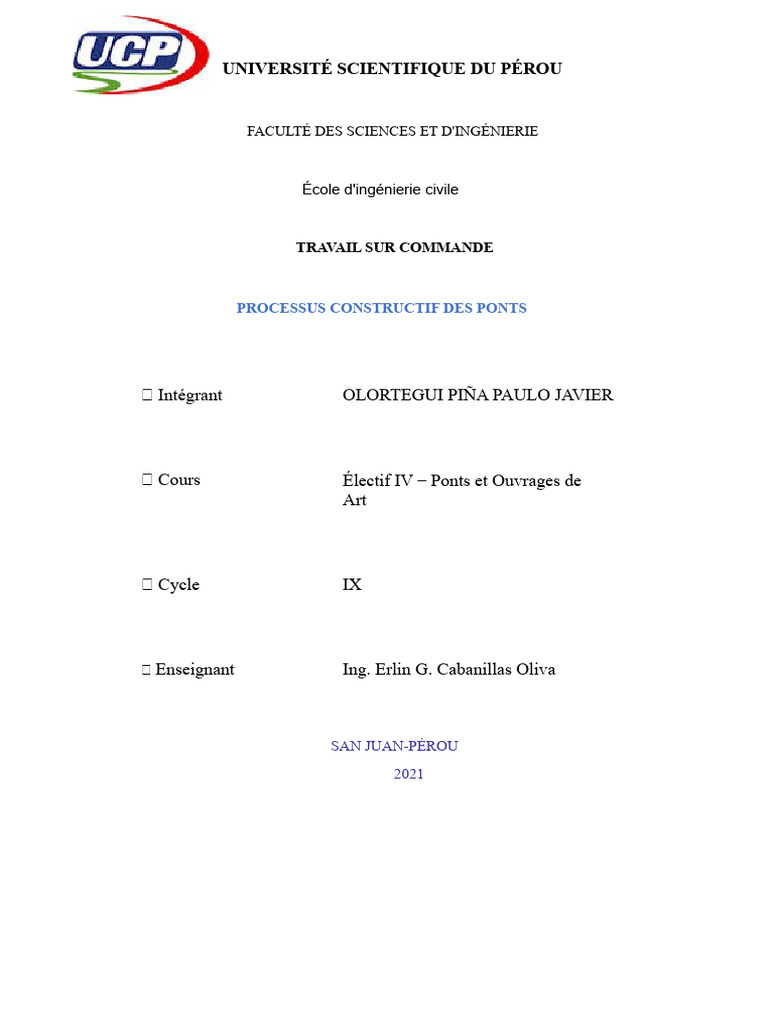 Processus Constructif des Ponts | PDF | Pont | Béton