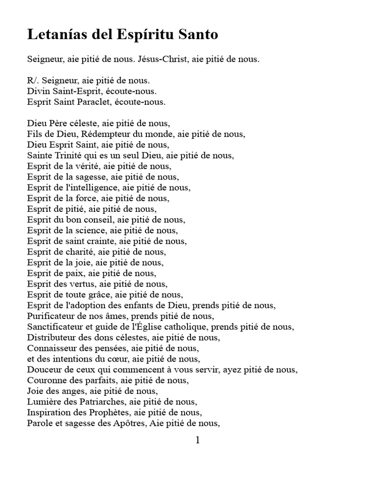 Litanies de l'Esprit Saint et du Sacré-Cœur | PDF | Saint-Esprit | Dieu