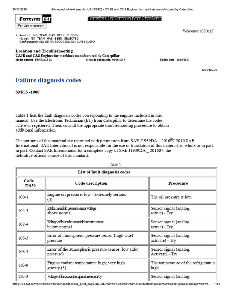 Caterpillar C3.3B & C3.8 Engine Codes | PDF | Engines | Diesel Engine