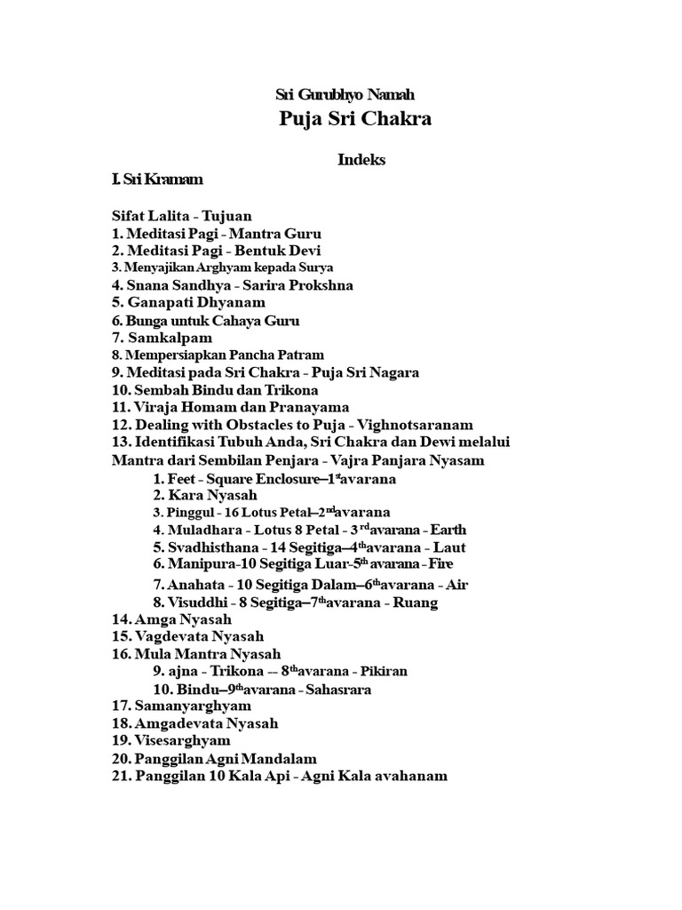 Panduan Lengkap Puja Sri Chakra | PDF