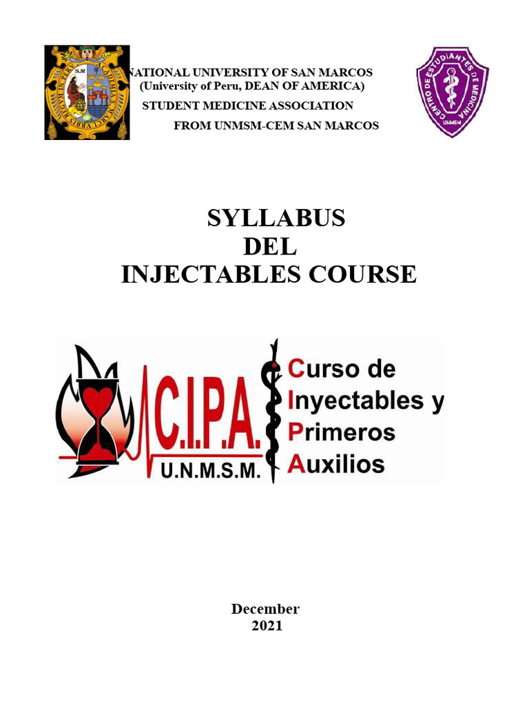 Syllabus Injectables T1 | PDF | Injection (Medicine) | Intravenous Therapy