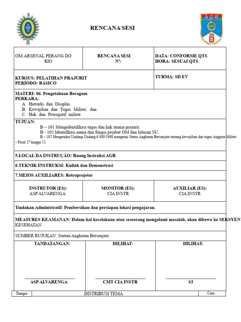 Rencana Pelatihan Militer Dasar | PDF