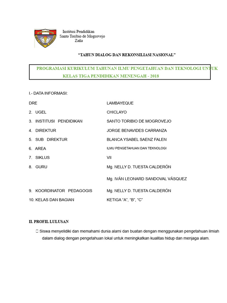 Program Kurikulum Tahunan Cta 2018 1 | PDF