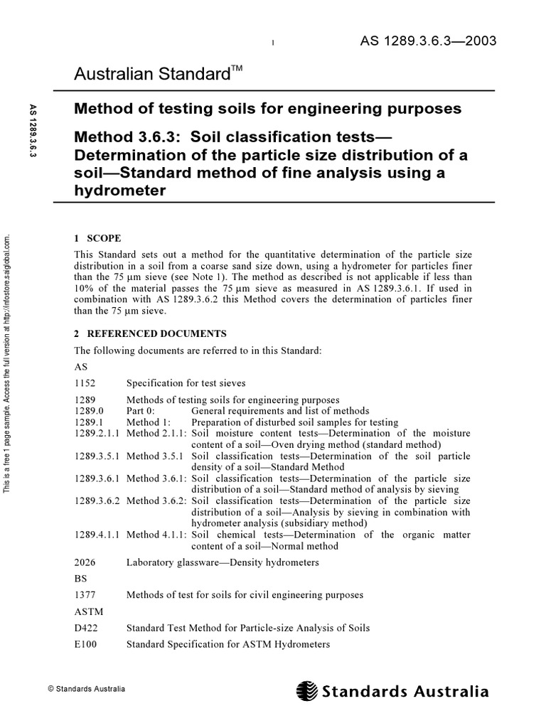 As 1289.3.6.3-2003 Methods of Testing Soils For Engineering Purposes ...
