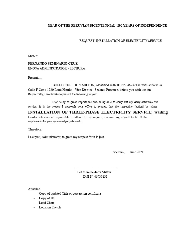 Request For Light Installation | PDF