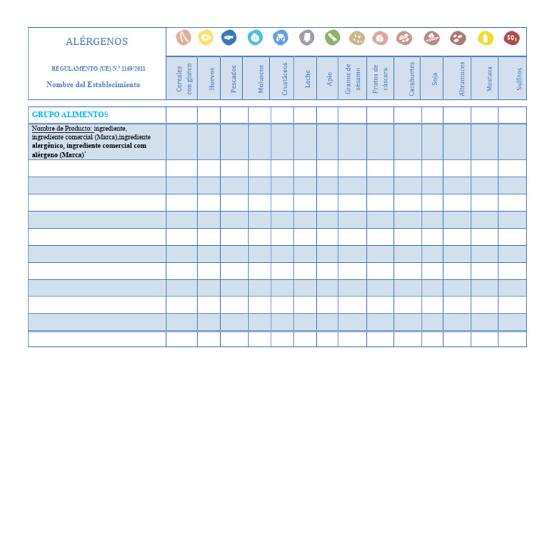 Modelo Modelo Ficha Técnica Alergênicos | PDF