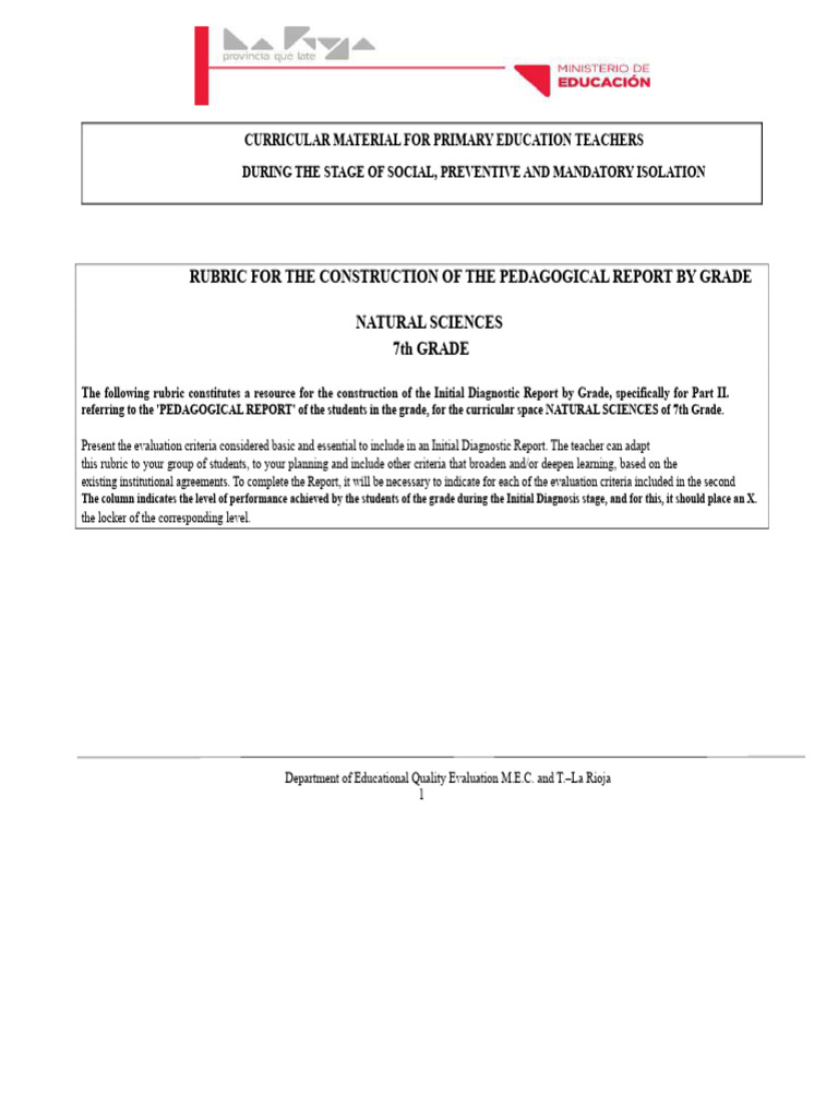 7th Grade Natural Sciences Report Rubric | PDF | Mixture | Combustion