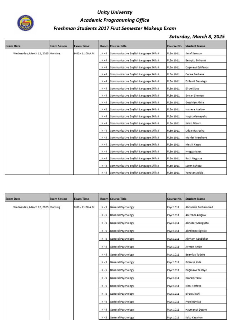 March 2025 Exam Schedule for Students | PDF | Communication | Inquiry