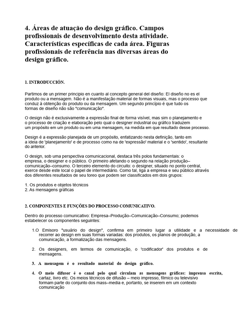 Áreas e Processos do Design Gráfico | PDF | Esboço | Design gráfico