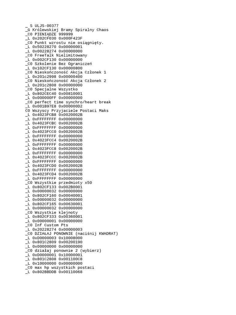 Cwcheats - Brama Królowej | PDF