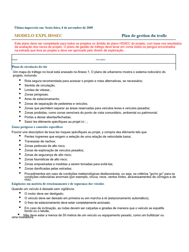 Plano de Gestão de Tráfego HSSEC | PDF | Tráfego | Dirigir
