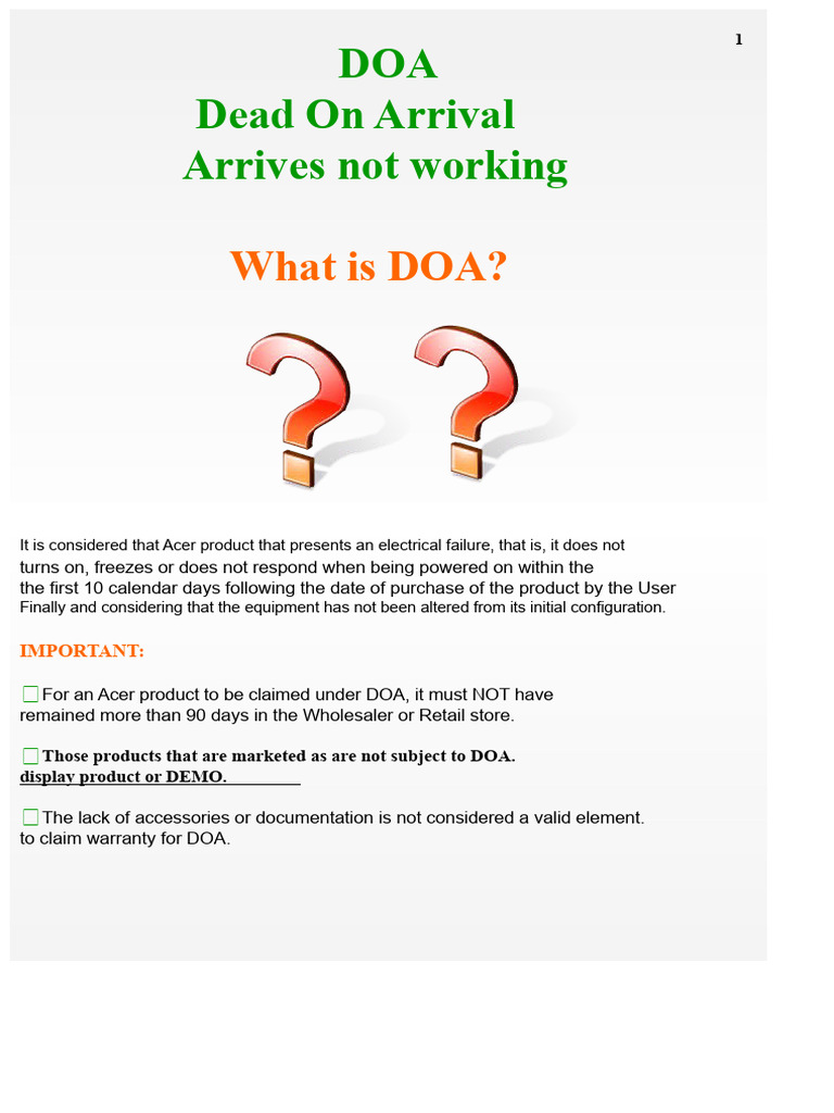 DOA Warranty Claim Process Guide | PDF | Retail | Computing