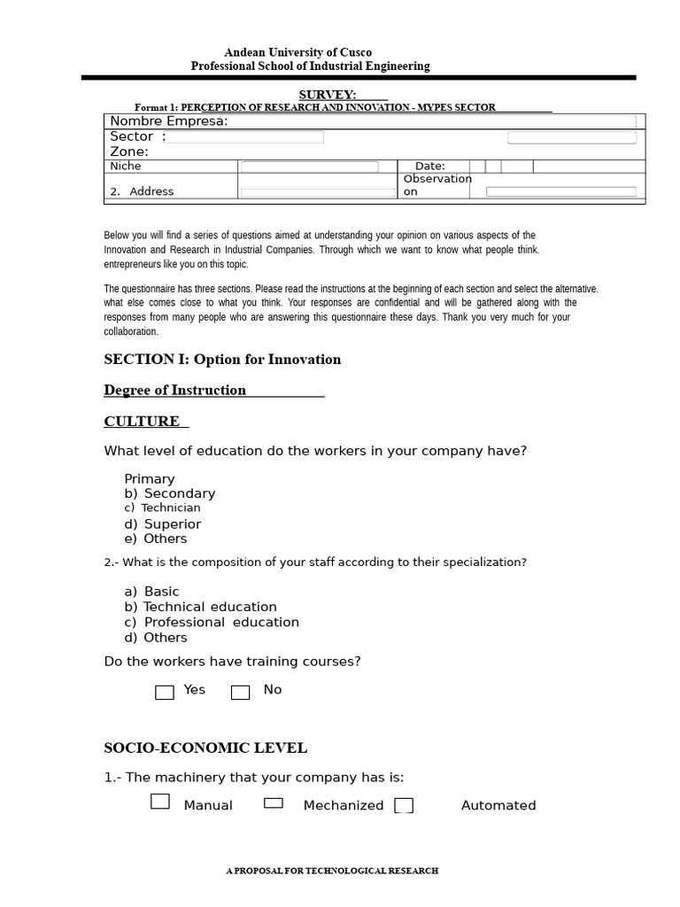 Innovation Survey Last Thursday23 Jjimmy Mendoza Pinto | PDF ...