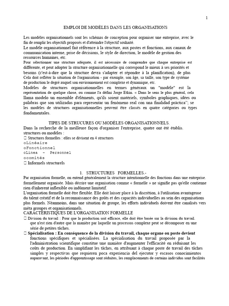 Modèles organisationnels et structures clés | PDF | Business | Division ...