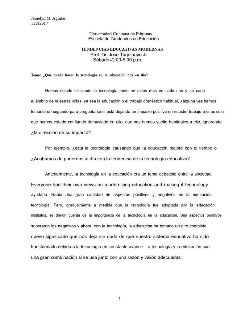 Impacto de la Tecnología en la Educación | PDF | Aprendizaje | Internet