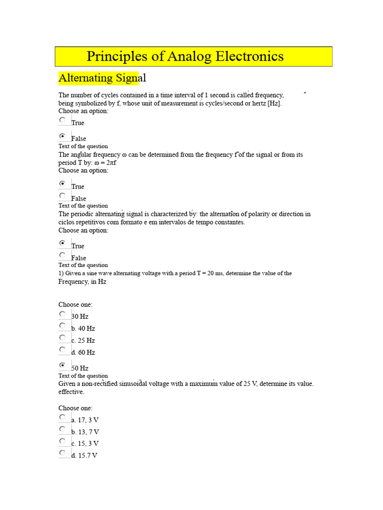 Principles of Analog Electronics I | PDF | Capacitor | Rectifier