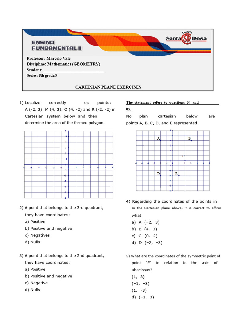 8th Grade Cartesian Plane | PDF | Cartesian Coordinate System | Geometry