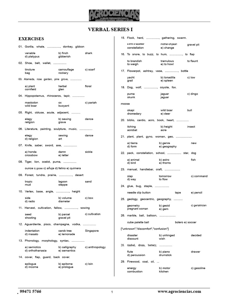 Pr3 11.1 RV - Verbal Series I | PDF