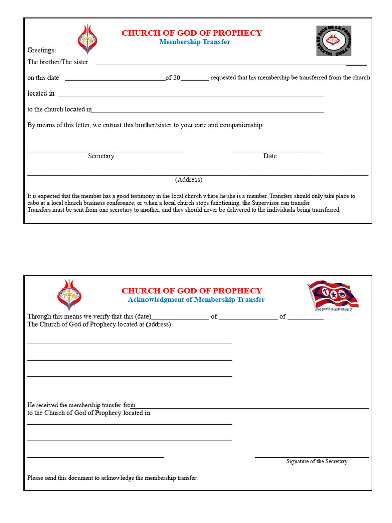 Membership Transfer Form 2012 | PDF