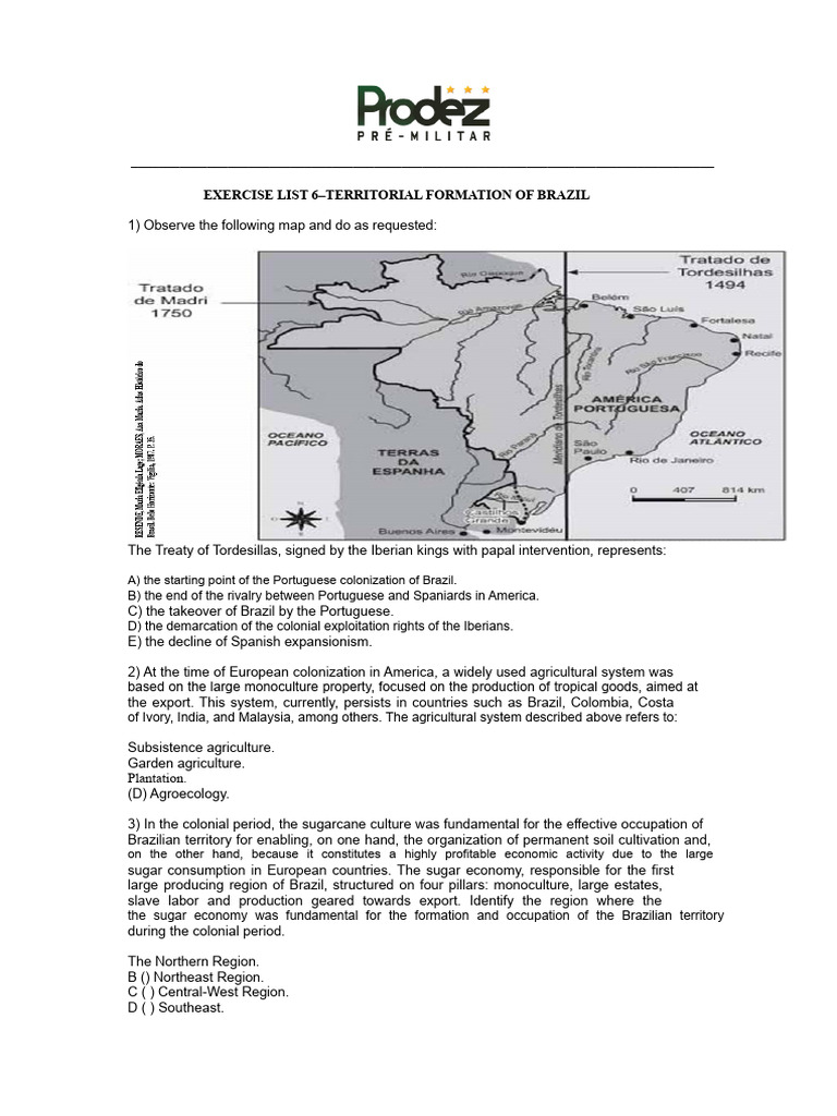 Exercise List 6 Territorial Formation of Brazil | PDF | South America ...