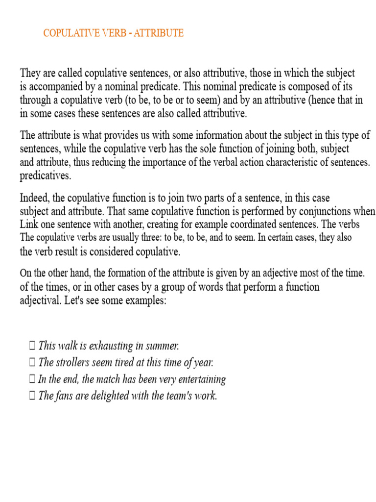 Copulative Verb | PDF | Adjective | Subject (Grammar)