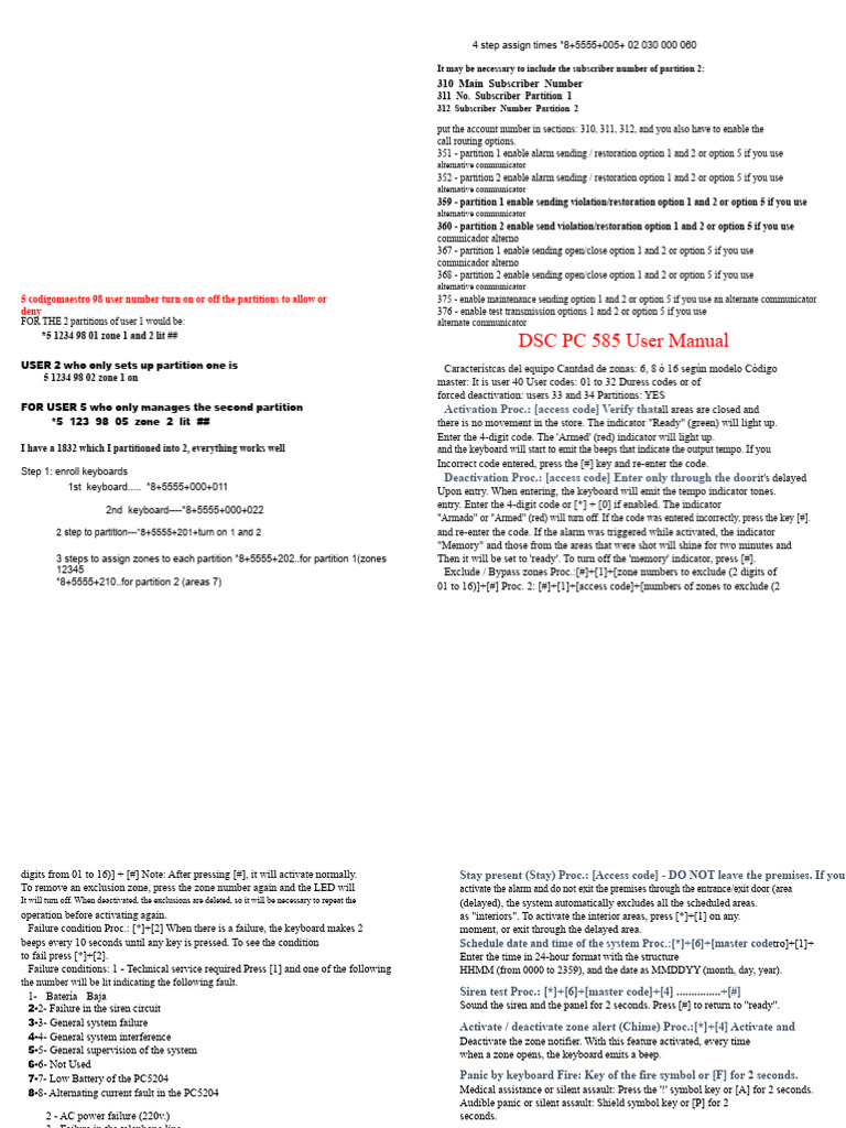 DSC Alarm System Partition Setup Guide | PDF | Computer Keyboard ...