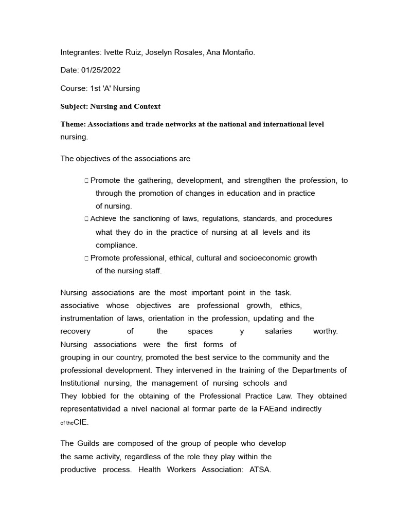 National and International Nursing Associations and Guild Networks ...