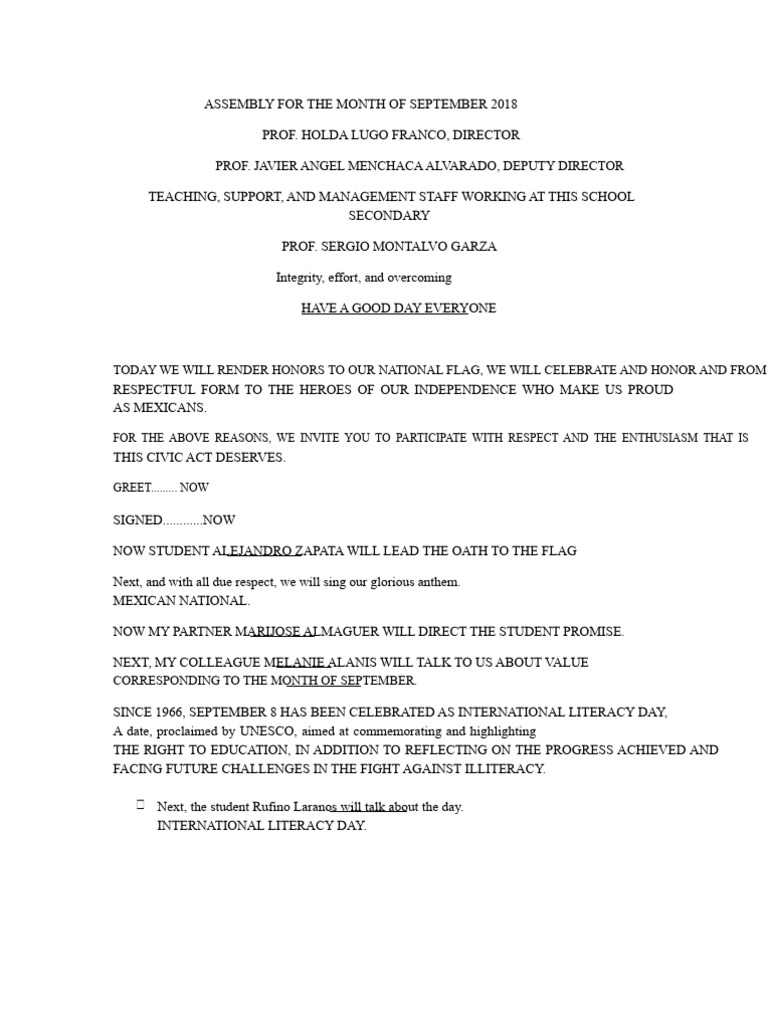 Assembly Program September | PDF