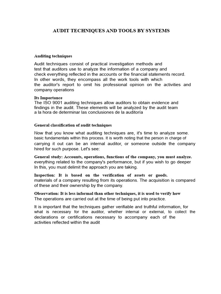 Techniques and Tools For Systems Auditing | PDF | Audit | Computing