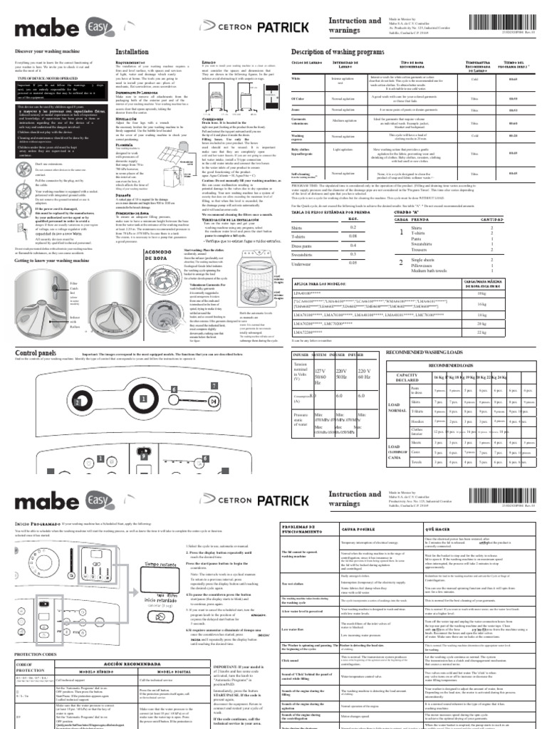 Washing Machine Installation Guide | PDF | Washing Machine | Clothing