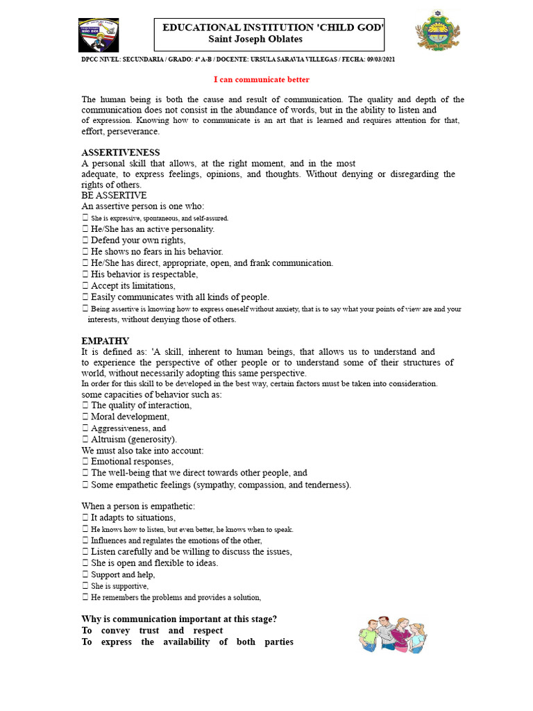Effective Communication Skills for Teens | PDF | Empathy | Communication