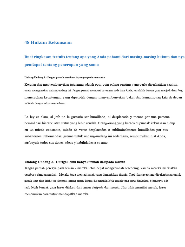 Analisis dan Ringkasan Buku _ 48 Hukum Kekuasaan .pdf | PDF